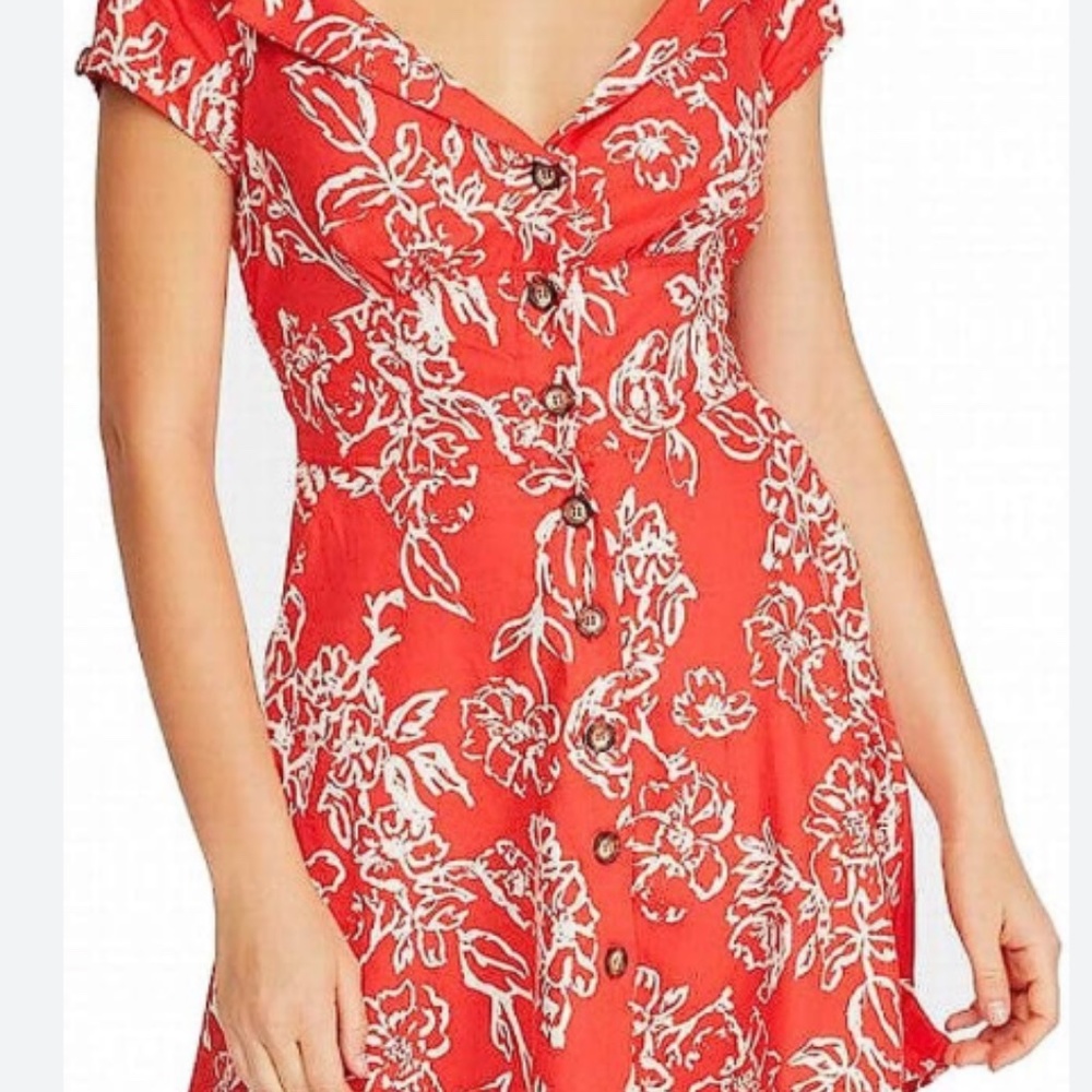 Free People Dress | Pockets Tie Back | Button Up Linen | Floral